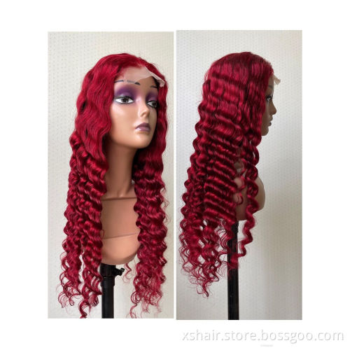 Wholesale ombre 360 lace front wig for black women 180% colored red wigs human hair lace front wigs